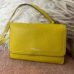 Coach leather yellow green small crossbody / shoulder bag